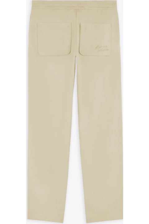 Maison Kitsuné Pants for Men Maison Kitsuné Casual Pants Light beige cotton pants with elastic waistband - Casual Pants