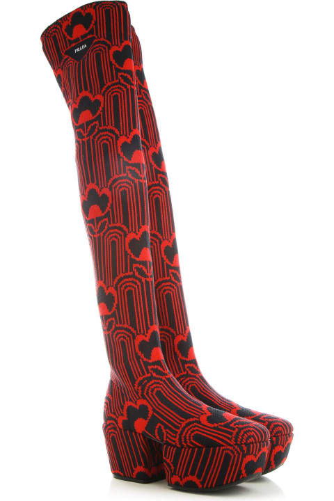 Prada for Women Prada Jaquard Embroidered Boots