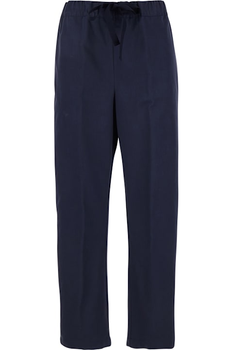 SEMICOUTURE for Women SEMICOUTURE 'buddy' Blue Pants With Drawstring Waist In Cotton Woman