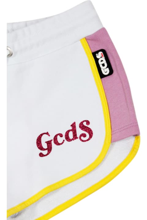 GCDS Bottoms for Girls GCDS Cotton Fleece Shorts With Drawstring And Lurex Lettering