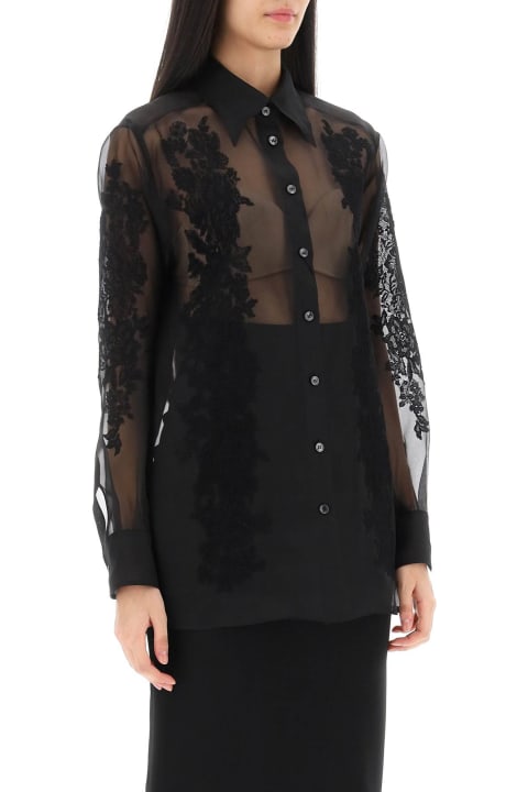 Topwear for Women Dolce & Gabbana Organza Shirt With Lace Inserts