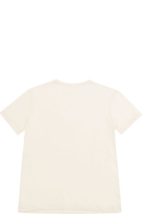 Emporio Armani T-Shirts & Polo Shirts for Girls Emporio Armani White Crewneck T-shirt With Logo Print In Cotton Girl