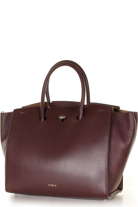 Furla Genesi L Leather Shopping Bag in Natural