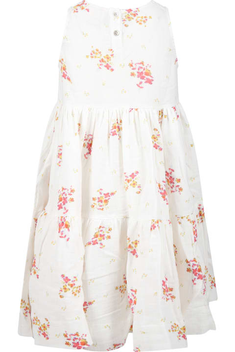 White Dress For Girl With Print