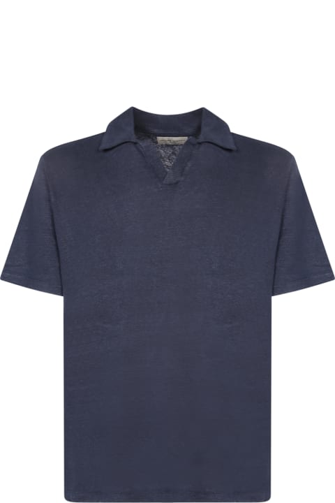 Officine Générale Topwear for Men Officine Générale Short Sleeves Blue Polo Shirt