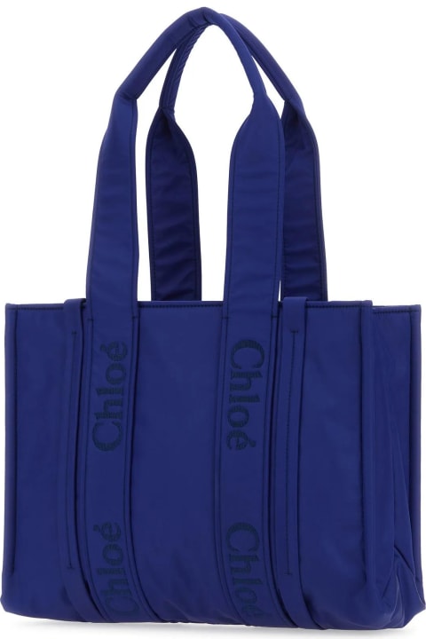 Bags for Women Chloé Electric Blue Nylon Medium Woody Shopping Bag
