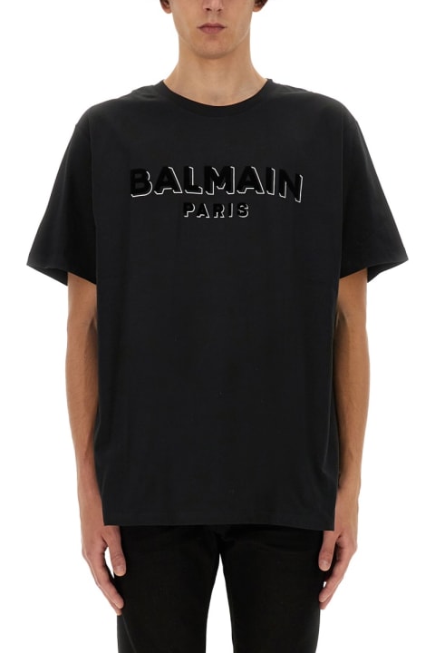Balmain Topwear for Women Balmain Flocked Logo T-shirt