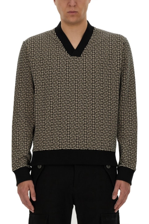 Sweaters Sale for Men Balmain Monogram Jersey
