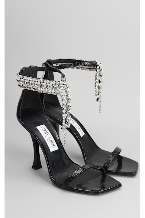 Jimmy Choo for Women Jimmy Choo Verity 100 Sandals In Black Leather