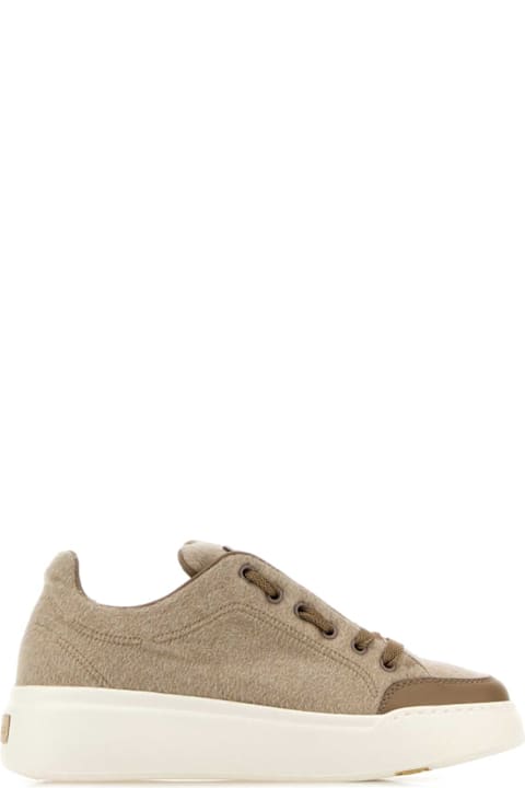 Max Mara Dove Grey Cashmere And Leather Maxi Sneakers