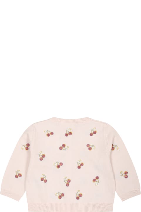 Fashion for Baby Girls Bonpoint Pink Cardigan For Baby Girl With Cherries