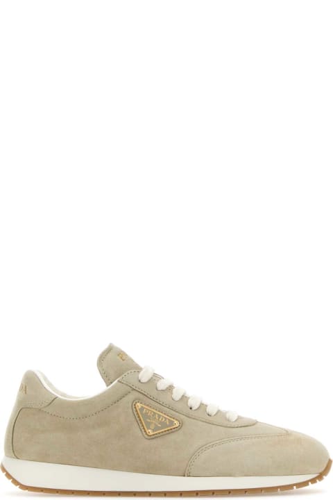 Shoes for Women Prada Sand Suede Sneakers
