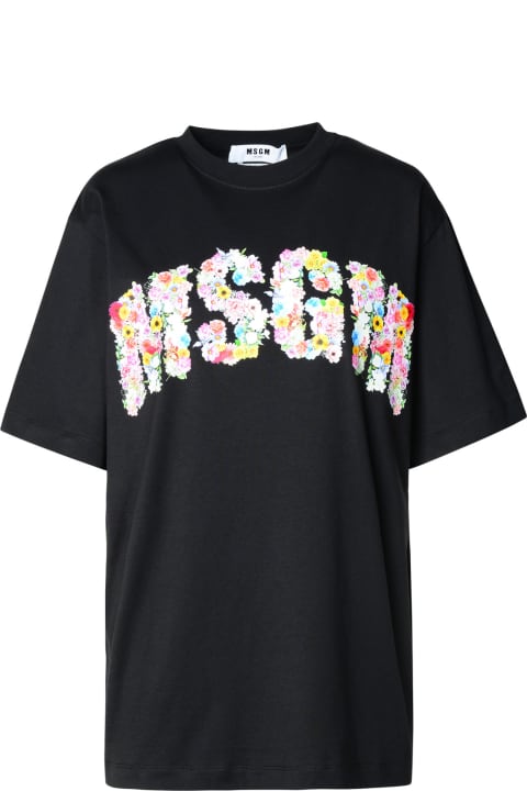 MSGM Topwear for Women MSGM Black Cotton T-shirt