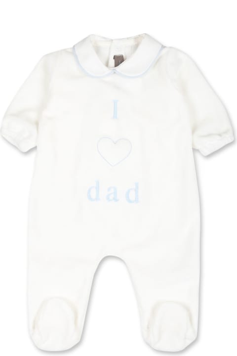 Little Bear Bodysuits & Sets for Baby Girls Little Bear White Chenille Babygrow For Baby Boy With Dad Writing