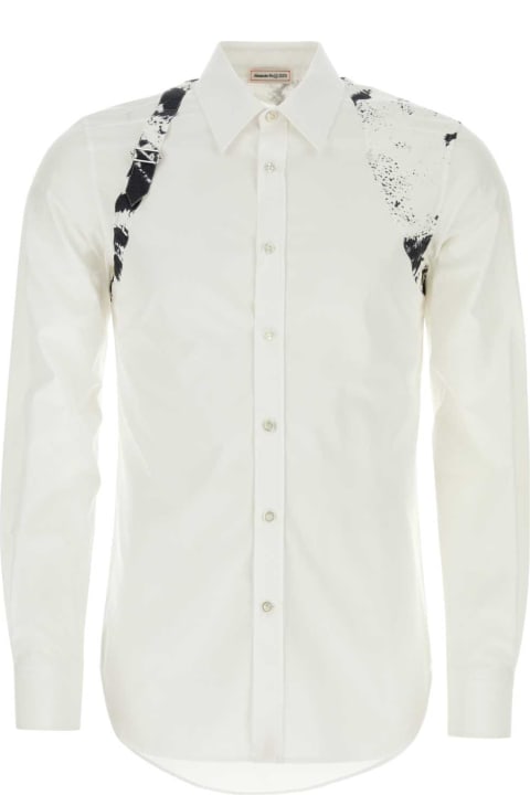メンズ Alexander McQueenのシャツ Alexander McQueen White Poplin Shirt