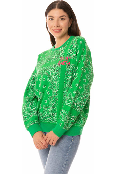 Homeware MC2 Saint Barth Woman Cotton Sweatshirt Stardust With Bandanna Print