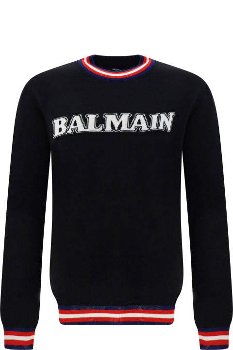 メンズ Balmainのウェア Balmain Retro Logo Intarsia-knit Jumper