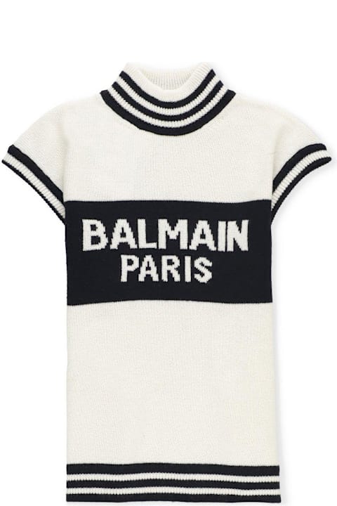 Fashion for Kids Balmain Logo-intarsia Sleeveless Jumper