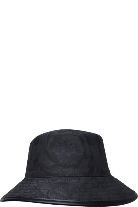 メンズ Versaceの帽子 Versace Black Cotton Hat