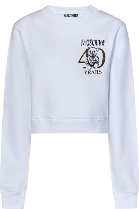 Moschino Fleeces & Tracksuits for Women Moschino Logo Printed Crewneck Cropped Sweatshirt