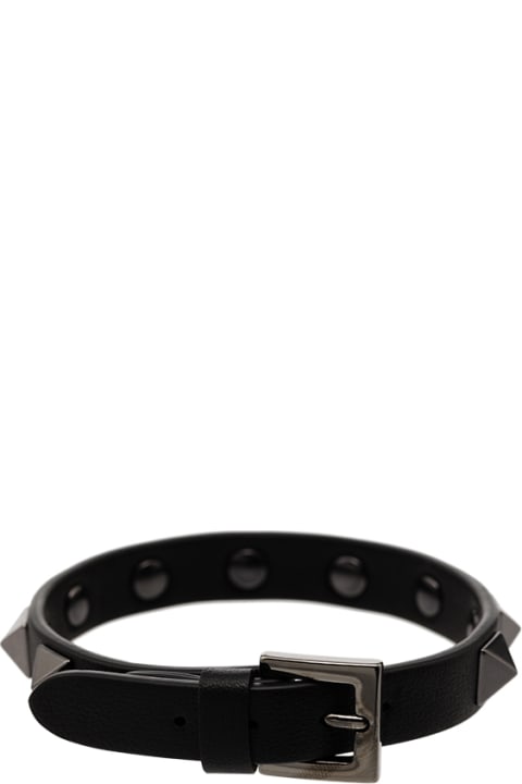 Valentino Garavani for Men Valentino Garavani Leather Studded Bracelet (8x8mm)