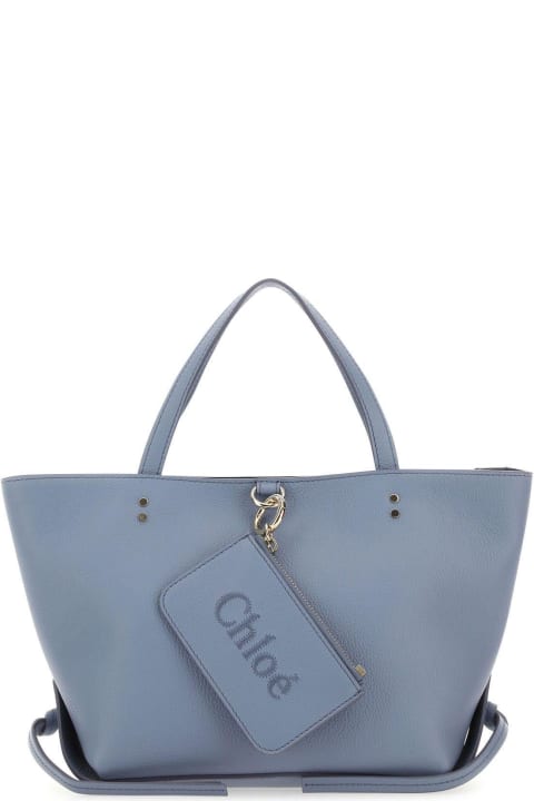 ウィメンズ新着アイテム Chloé Powder Blue Leather Small Chloè Sense Handbag