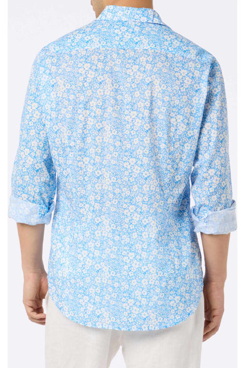 Homeware MC2 Saint Barth Man Muslin Cotton Shirt Sikelia With Micro Flower Print