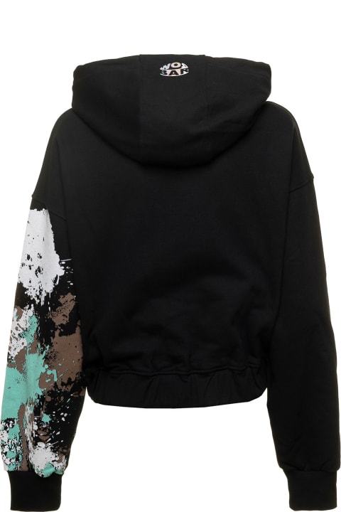 Black Cropped Printed Sweatshirt Woman Barrow