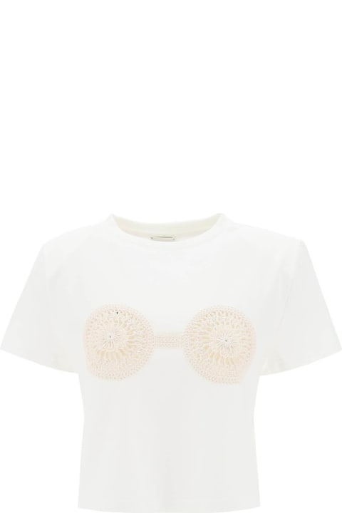 Topwear for Women Magda Butrym Cropped T-shirt With Crochet Insert