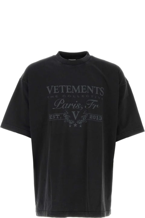 VETEMENTS Topwear for Men VETEMENTS Black Cotton Oversize T-shirt