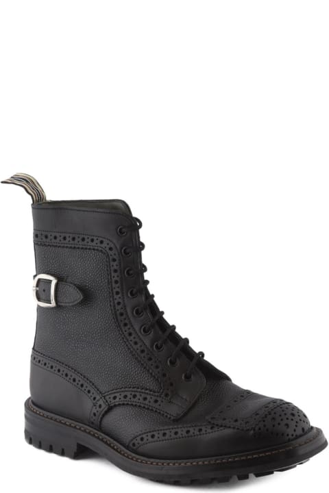 Tricker's Shoes for Men Tricker's Sheene 7565 Black Grain Calf Derby Boot