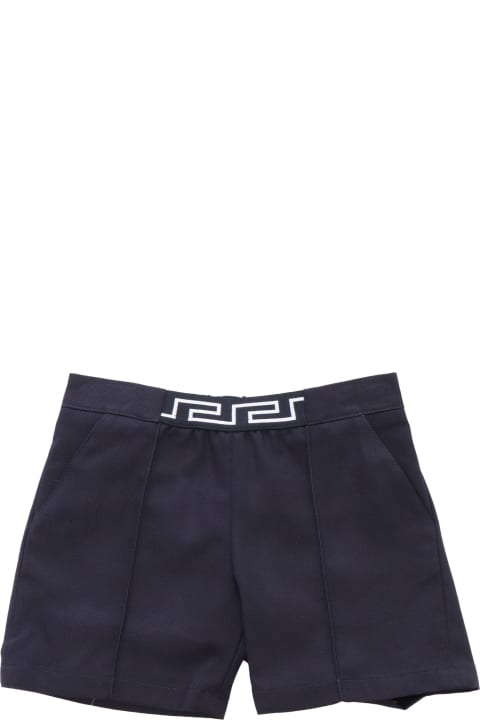 Versace for Boys Versace Blue Gabardine Shorts