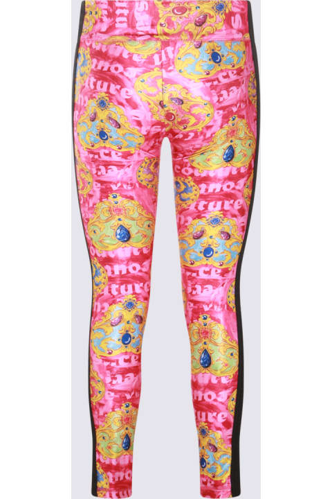 ウィメンズ Versace Jeans Coutureのパンツ＆ショーツ Versace Jeans Couture Pink Multicolour Heart Couture Leggings