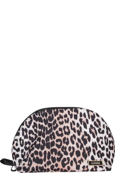 Ganni Bags for Women Ganni Clutch Leopard Large