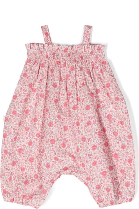 Bodysuits & Sets for Baby Girls Teddy & Minou Voile Playsuit With Strawberry Red Flower Print