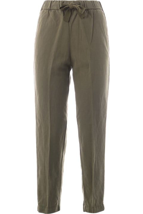 High-waisted Green Linen Trousers