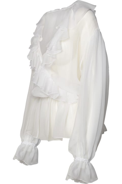 Dolce & Gabbana Topwear for Women Dolce & Gabbana White Silk Shirt