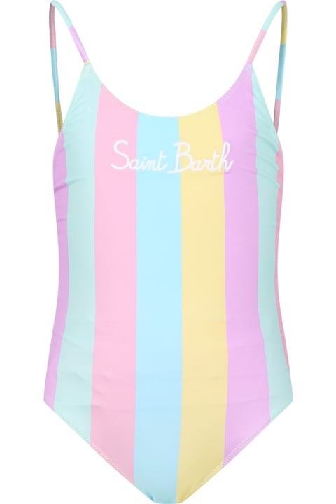 Swimwear for Girls MC2 Saint Barth Multicolor Swimsuit For Girl With Logo