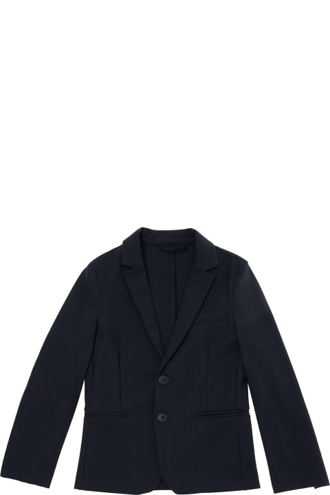Topwear for Boys Il Gufo Blue Single-breasted Jacket With Tonal Buttons In Stretch Polyamide Boy
