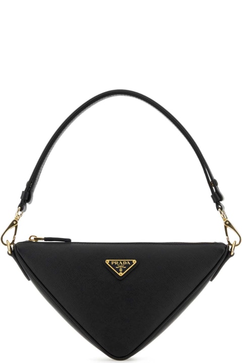 Prada Totes for Women Prada Black Leather Prada Triangle Shoulder Bag