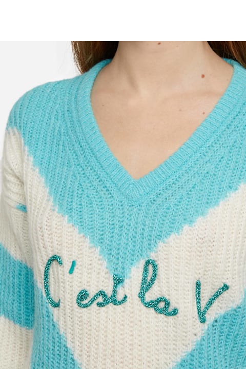 Homeware MC2 Saint Barth Woman Cropped Sweater With Argyle Pattern