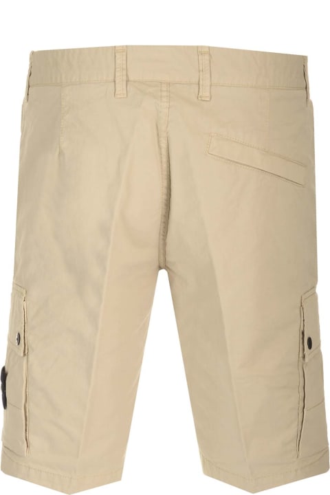 Stone Island Pants for Men Stone Island Cargo Shorts In Sand-colored Stretch Supima Cotton