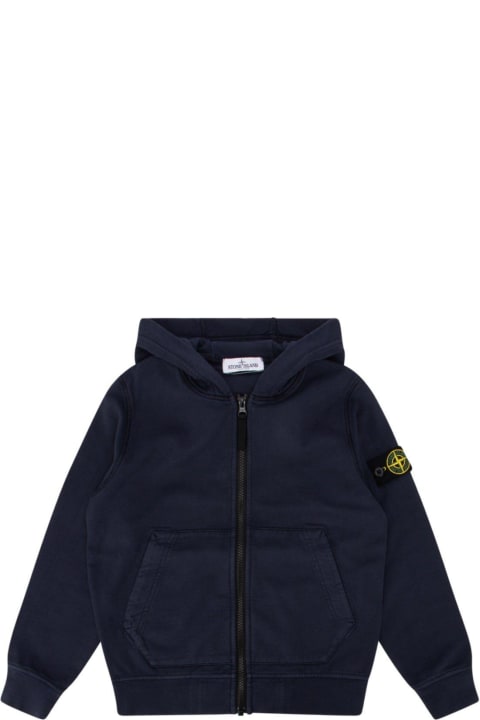 Fashion for Boys Stone Island Junior Compass-patch Zip-up Hooded Jacket