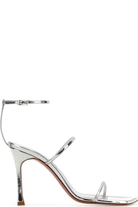 آخر صيحات الموضة من السيدات Amina Muaddi Silver Leather Maya Sandals