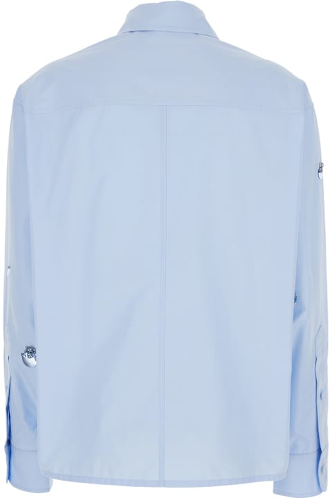 Des Phemmes Clothing for Women Des Phemmes Light Blue Shirt With Classic Collar And Embellishments On The Front In Cotton Woman