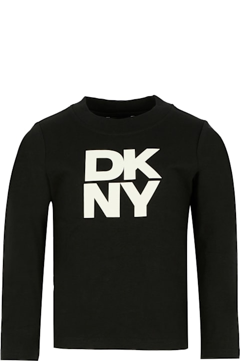 DKNY for Women DKNY Black T-shirt For Girl With White Logo