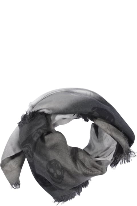 Scarves & Wraps for Women Alexander McQueen Skull Printed Frayed Edge Scarf