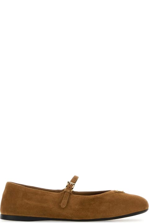 Prada Camel Suede Ballerinas