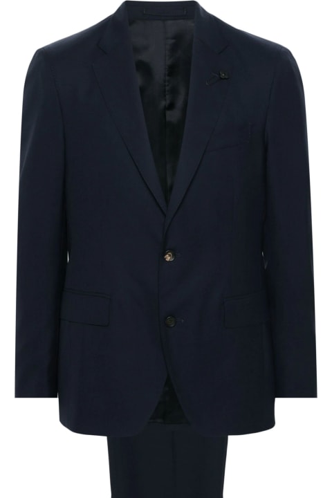 Lardini for Men Lardini Navy Blue Wool-silk Blend Suit