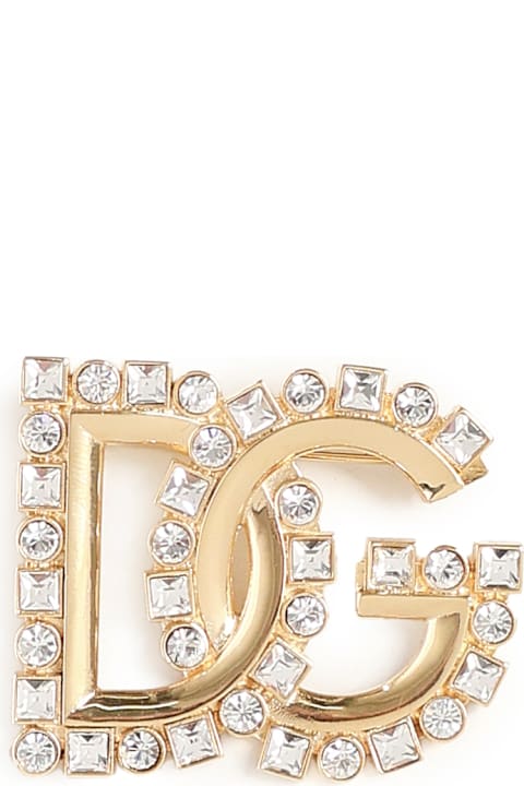 Dolce & Gabbana Jewelry for Women Dolce & Gabbana Brooch With Logo And Crystals